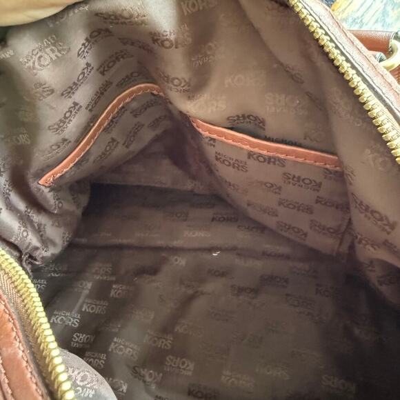 MICHAEL KORS $398 Lattington Large Satchel Soft Leather Cognac Brown Zip Handbag - Picture 13 of 16